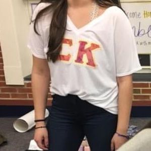 Sigma Kappa - Slouchy White Letter Tee - Large